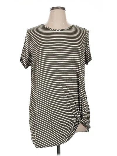 Pre-owned Westport Short Sleeve Top Gray Stripes Pattern Crew Neck Tops