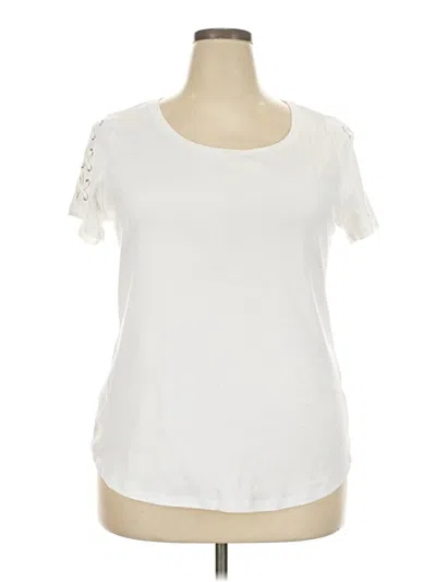 Pre-owned Westport Short Sleeve Top White Scoop Neck Tops