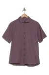 Westzeroone Baylor Cotton Short Sleeve Button-up Shirt In Evening Purple