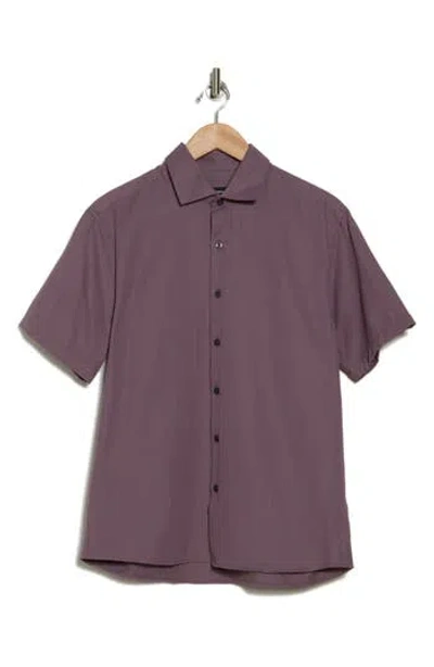 Westzeroone Baylor Cotton Short Sleeve Button-up Shirt In Evening Purple