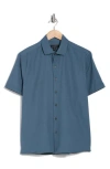 Westzeroone Baylor Cotton Short Sleeve Button-up Shirt In Orion Blue