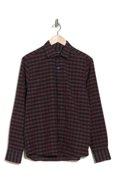 Westzeroone Brave Gingham Check Long Sleeve Button-up Shirt In Navy