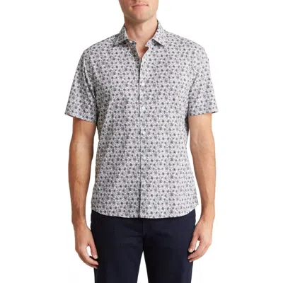 Westzeroone Cotric Short Sleeve Woven Button-up Shirt In Black/white