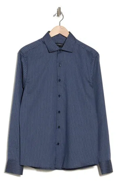 Westzeroone Evan Long Sleeve Button-up Shirt In Navy