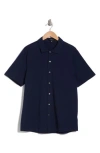 Westzeroone Freeson Short Sleeve Stretch Cotton Button-up Shirt In Blue Night