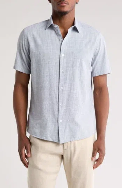 Westzeroone Lorenzo Short Sleeve Button-up Shirt In Navy