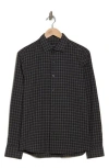 Westzeroone Ned Mini Check Print Long Sleeve Button-up Shirt In Grey