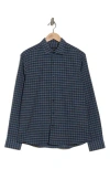 Westzeroone Ned Mini Check Print Long Sleeve Button-up Shirt In Navy