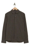 Westzeroone Ned Mini Check Print Long Sleeve Button-up Shirt In Taupe