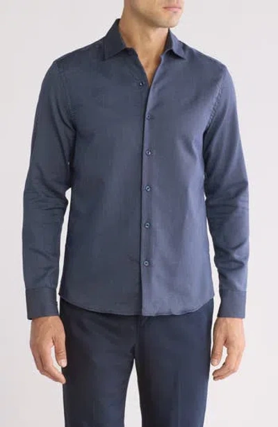 Westzeroone Silas Long Sleeve Button-up Shirt In Navy