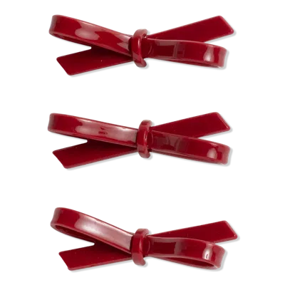 Wet Brush Iridescence Icon Bow Clips - Cherry In Red