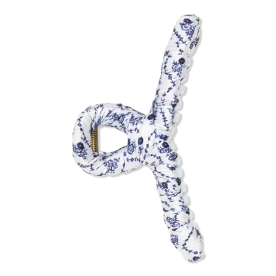 Wet Brush X Hill House Fabric Wrapped Claw Clip - Blue Vine Stripe