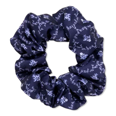 Wet Brush X Hill House Large Silk Scrunchie - Navy Trellis