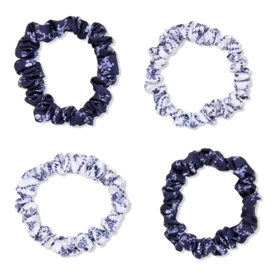 Wet Brush X Hill House Satin Skinny Scrunchies - Blue Vine Stripe