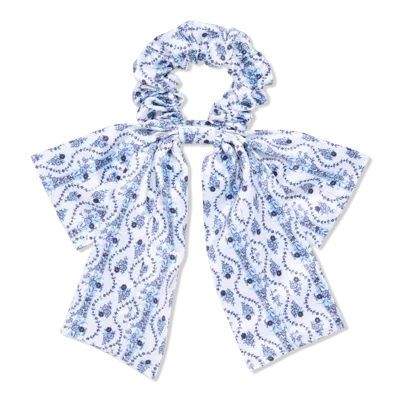 Wet Brush X Hill House Scarf Bow Scrunchie - Blue Vine Stripe