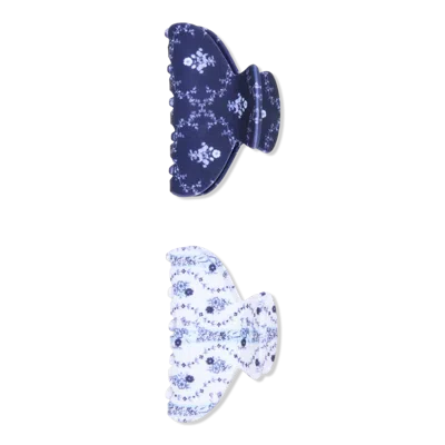 Wet Brush X Hill House Small Claw Clips - Blue Vine Stripe