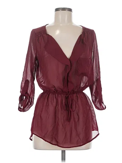 Pre-owned Wet Seal 3/4 Sleeve Blouse In Burgundy