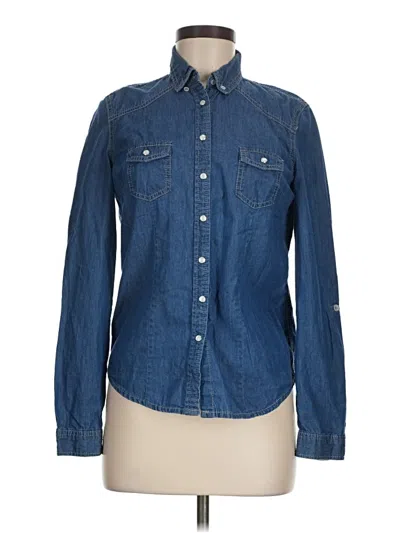 Pre-owned Wet Seal Long Sleeve Button Down Shirt In Blue