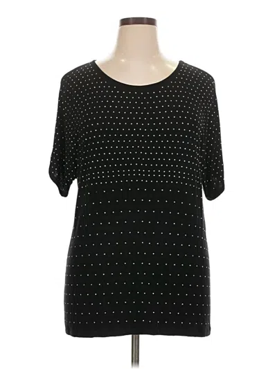 Pre-owned Wet Seal Short Sleeve Top Black Stars Pattern Square Neckline Tops