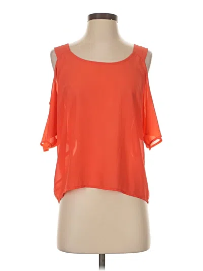 Pre-owned Wet Seal Short Sleeve Top Orange Cold Shoulder Neckline Tops