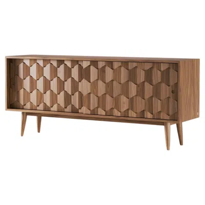 Pre-owned Wewood Handmade Walnut Sideboard Featuring Two Drawers And Four Divisions In Brown