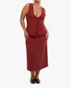 Weworewhat A-line Linen-blend Midi Skirt In Burgundy
