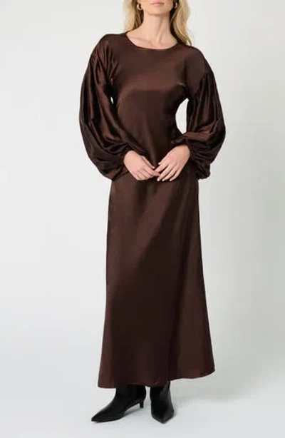 Weworewhat Balloon Sleeve Satin Maxi Dress