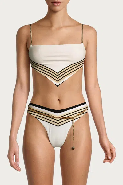 Weworewhat Bandana Bikini Top In Pearl Multi Stripes In Neutral