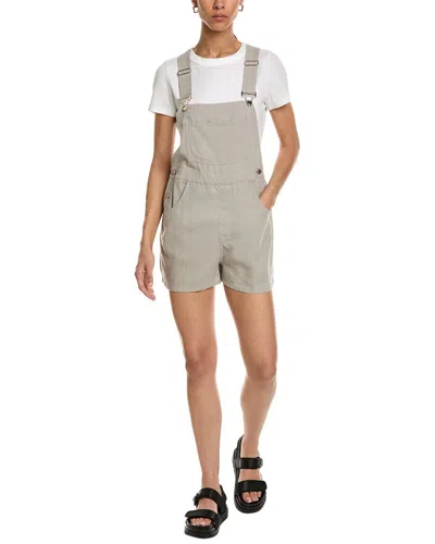 Weworewhat Basic Linen-blend Short Overall In Brown