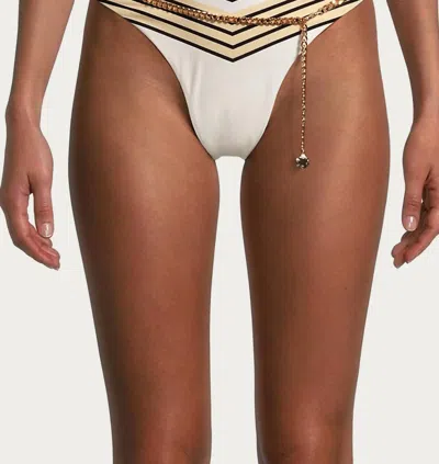 Weworewhat Belted Delilah Bottom In Pearl Multi Stripes In White