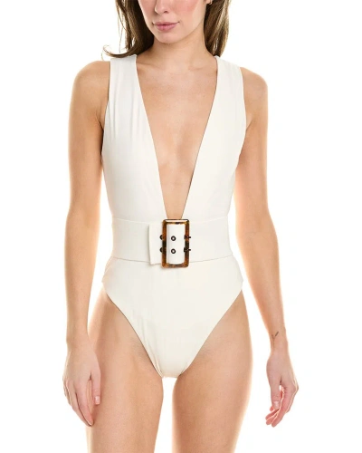 Weworewhat Belted Plunge One-piece In White