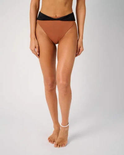 Weworewhat Belted Twist High Rise Bottom In Brown