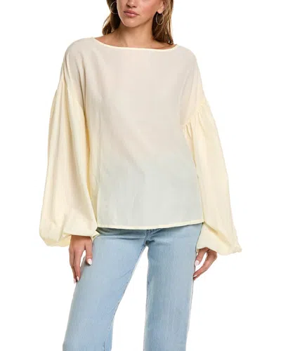 Weworewhat Billow Sleeve Boat Neck Top In Neutral