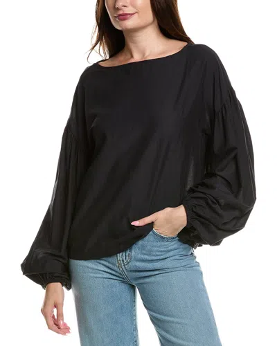 Weworewhat Billow Sleeve Boat Neck Top In Black
