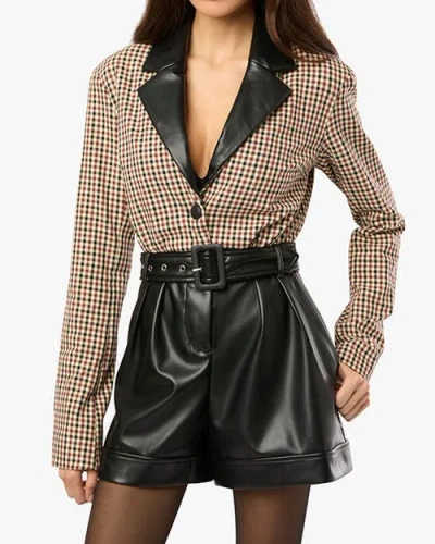 Weworewhat Blazer Romper In Plaid/black