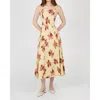 Weworewhat Blurred Floral Flare Panel Midi Dress In Yellow