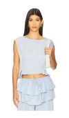 Weworewhat Boat Neck Ruffle Top In Gray