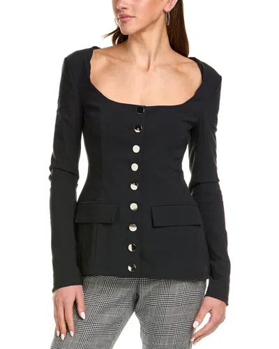 Weworewhat Boatneck Peplum Linen-blend Blazer Top In Black