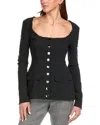 Weworewhat Boatneck Peplum Linen-blend Blazer Top In Black