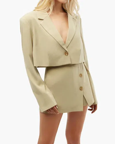 Weworewhat Boxy Cropped Suiting Blazer In Beige In Neutral