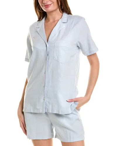 Weworewhat Boxy Linen-blend Overshirt In Blue