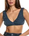 Weworewhat Bralette Linen-blend Top In Blue