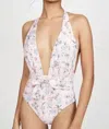 Weworewhat Brooklyn Floral Halter One Piece Swimsuit In Pink In Pink