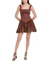 Weworewhat Bubble Skirt Corset Mini Dress In Brown