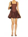 Weworewhat Bubble Skirt Corset Mini Dress In Chocolate In Brown