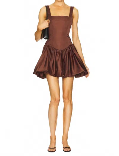 Weworewhat Bubble Skirt Corset Mini Dress In Chocolate In Brown