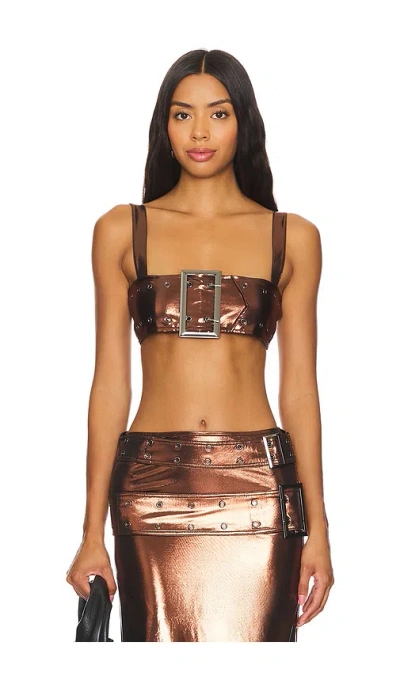 Weworewhat Buckle Bandeau Top In 브라운