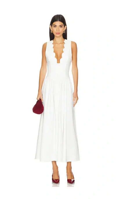 Weworewhat Button Front Scallop Dress In White