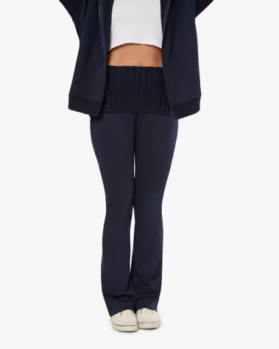 Weworewhat Cable Knit Roll Over Pant In Navy