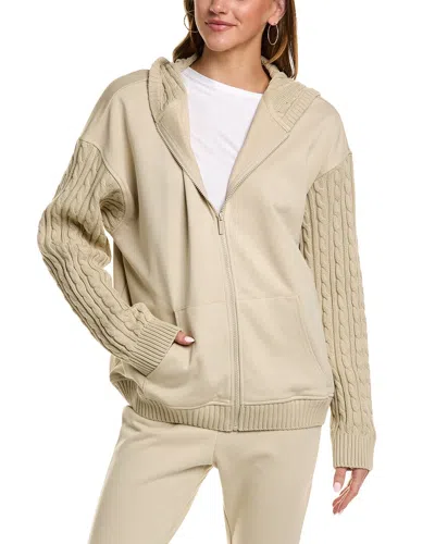 Weworewhat Cable Knit Sleeve Zip-up Hoodie